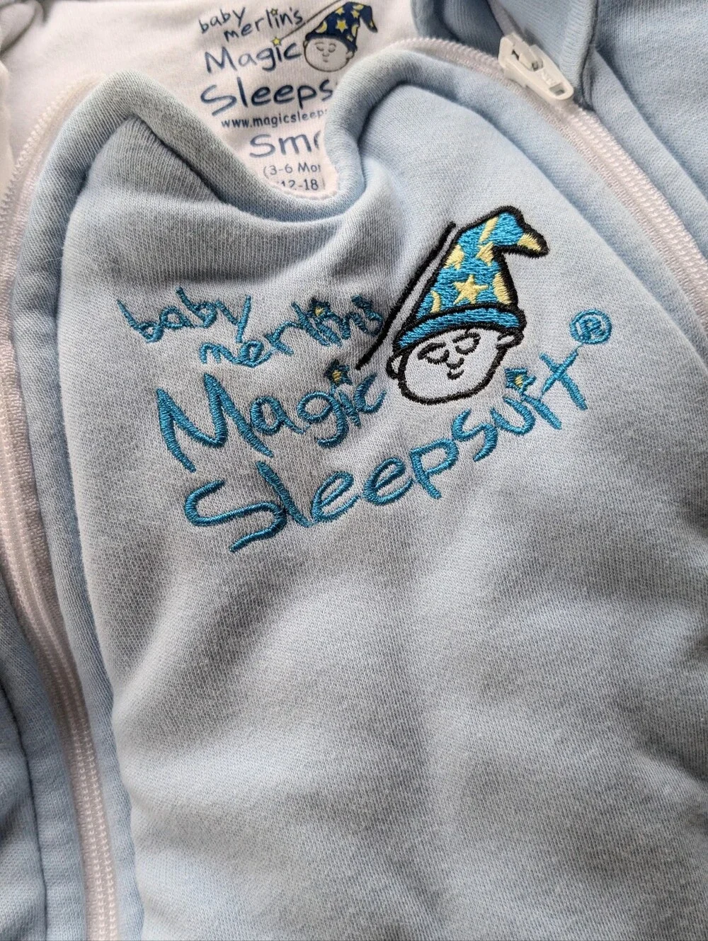 Baby Merlin's Magic Sleepsuit Large 3-6 Months Baby Blue Suit.